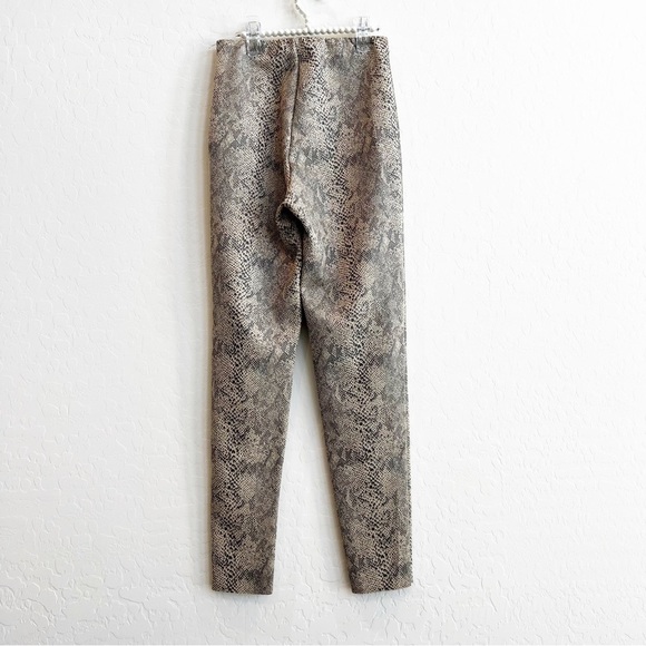 Zara Women’s Vegan Faux Suede Snakeskin Leggings High Waist Pull-On Raw Hem XS - Picture 5 of 7